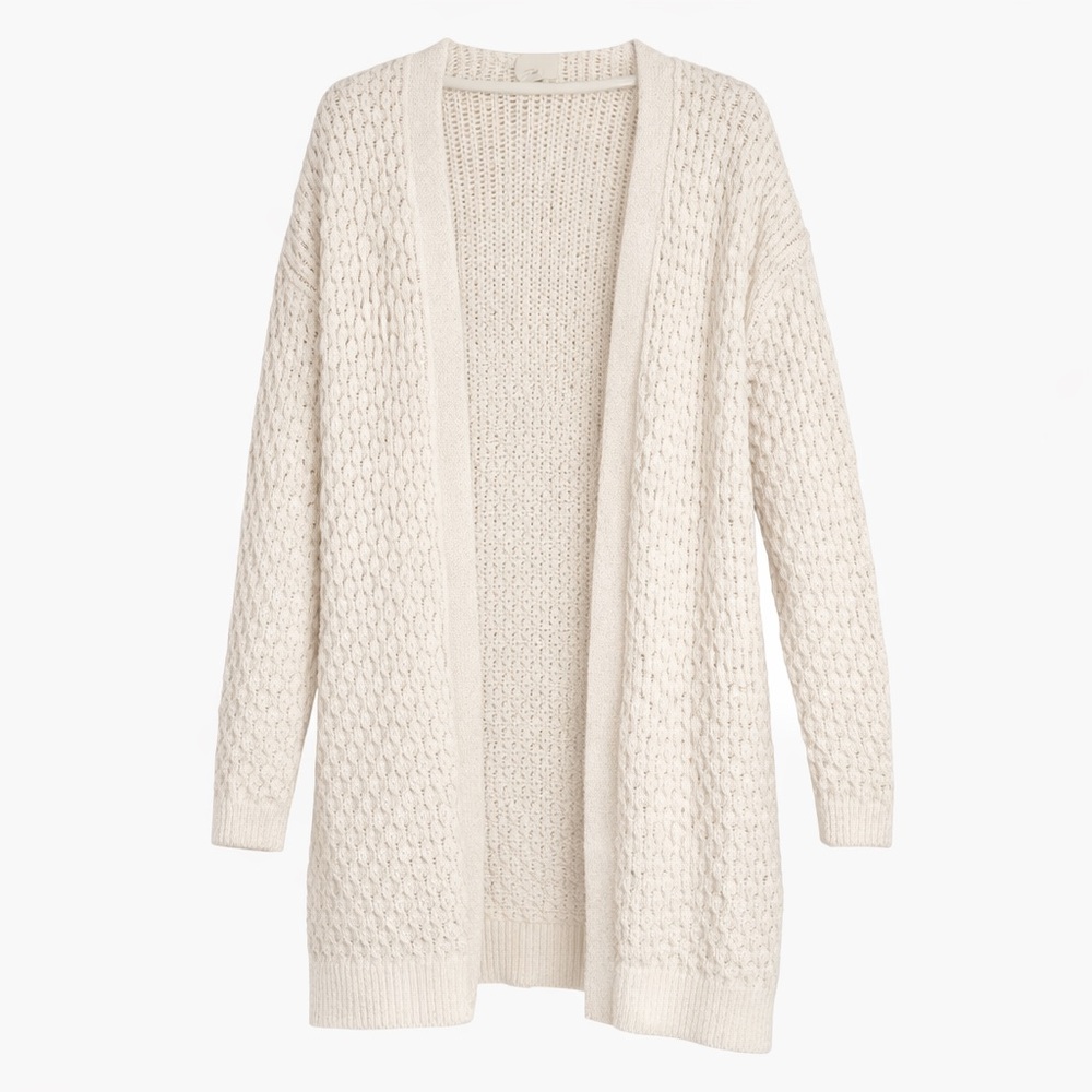 Anthro Atelier Nicole Miller Cardigan XL Cream Open Knit Boho Lightweight